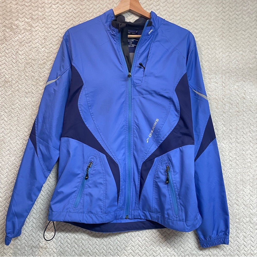 Brooks Womens Large Blue Shelter Tech Full Zip Running Vented Jacket Activewear